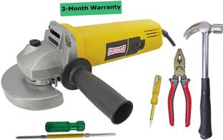 DUMDAAR Heavy duty Angle grinder Machine with Plier Claw Hammer Tester & 2in1 Driver set Power & Hand Tool Kit