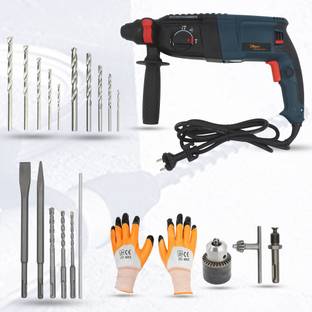 Hillgrove HGCM124M2 1200W-26mm Hammer Drill Machine with Masonry and HSS Drill Bits Set Power & Hand Tool Kit