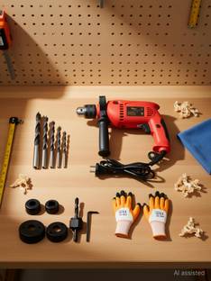 Hillgrove HGCM130M1 700W Power Drill Machine with 5Pcs Wood Drill Bits and Wood Hole Saw Set for Makin...