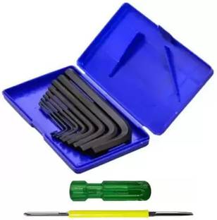 Skcraftosm 9 Pcs Wrench L Shape Repair Tool Allen Key Set With Screw Driver High Quality Power & Hand Tool Kit