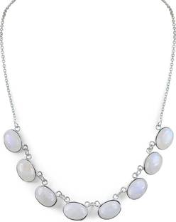 CRYSTU Natural Rainbow Necklace With Metal Chain Crystal Stone For Girls/ Women Moonstone Stone Necklace