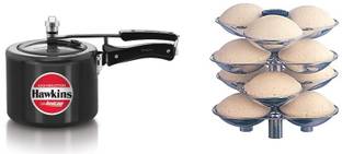 Hawkins 3 LITRE TALL INSTAA PR. COOKER WITH IDLI STAND (IIH3T+ID12S) 3 L Inner Lid Induction Bottom Pressure Cooker