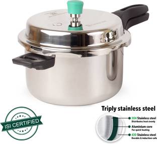 The Indus Valley Triply Stainless Steel Outer Lid Pressure Cooker - 5 L Outer Lid Induction Bottom Pressure Cooker