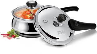 MILTON Pro Cook Triply SS Induction Curve Pressure Cooker with Outer & Glass Lid,3.5L 3.5 L Outer Lid Induction Bottom Pressure Cooker
