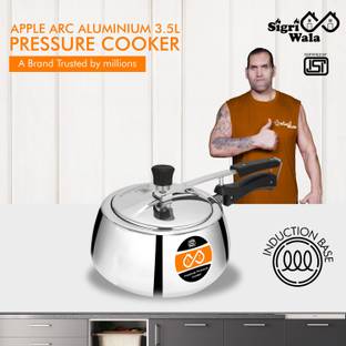 Sigri-wala Apple Arc Aluminium Induction base Inner Lid 3.5 Ltr 3.5 L Inner Lid Induction Bottom Pressure Cooker