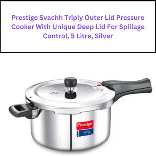 Prestige Svachh Triply Outer Lid , With Unique Deep Lid For Spillage Control 5 L Outer Lid Induction Bottom Pressure Cooker