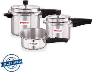 NIRLON Induction Base Outer Lid Aluminium Pressure Cooker with Outer Lid, 2+3+5 Litres 5 L, 3 L, 2 L Outer Lid Induction Bottom Pressure Cooker