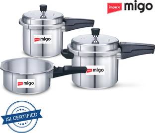 IMPEX Migo Induction Base Pressure Cooker Combo 2 L, 3 L, 5 L Outer Lid Induction Bottom Pressure Cooker