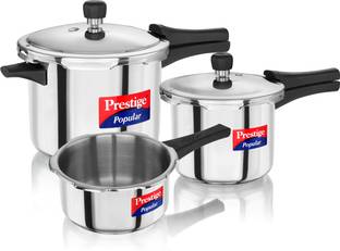 Prestige Popular Combination Pack 5 L, 3 L, 2 L Outer Lid Induction Bottom Pressure Cooker