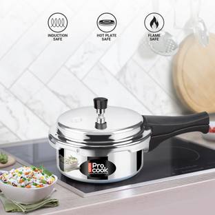 MILTON Pro Cook Aluminium Induction Bottom Pressure Cooker With Outer Lid, 2 Litre 2 L Outer Lid Induction Bottom Pressure Cooker