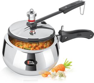 MILTON Pro Cook Triply SS Induction Curve Pressure Cooker with Inner Lid, 2L, Silver 2 L Inner Lid Induction Bottom Pressure Cooker
