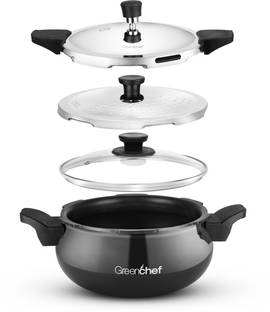Greenchef Hard Anodized IB Unique Cooker 5 L Outer Lid Induction Bottom Pressure Cooker