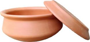 MRIDIKA MRIDIKA 100% Natural Organic Clay Dahi Handi/Pot with lid 2 L Inner Lid Pressure Pan
