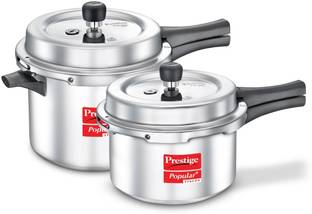 Prestige Popular + Svachh Kitchen Starter Combi Pack 5 L, 3 L Outer Lid Induction Bottom Pressure Cooker