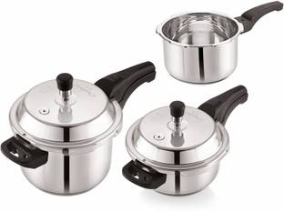 NEELAM Ultra Pressure Cooker Combo Set -2 Litres, 3 Litres & 5 Litres, Outer Lid 5 L Outer Lid Induction Bottom Pressure Cooker