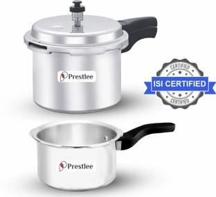 Prestlee Non Induction Base Aluminium 2 Ltr + 3 Ltr Pressure Cooker Combo 2 L, 3 L Outer Lid Pressure Cooker & Pressure Pan