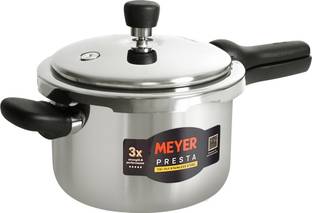 Meyer Presta Food Grade Stainless Steel 3 L Outer Lid Induction Bottom Pressure Cooker