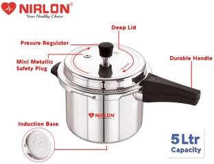 NIRLON Induction Base Aluminum Outer Lid Pressure Cooker 5L and Induction Gift Set 5 L Outer Lid Induction Bottom Pressure Cooker