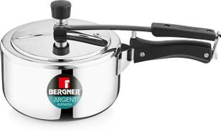BERGNER Argent Triply Stainless Steel Inner Lid Pressure Cooker, Rivetless Technology, 1.5 L Inner Lid Induction Bottom Pressure Cooker