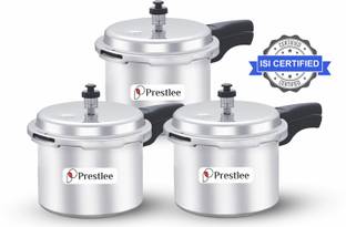 Prestlee DELUXE 3, 3, 3 Liter Aluminium Outerlid Pressure Cooker Combo 3 L, 3 L, 3 L Outer Lid Pressure Cooker