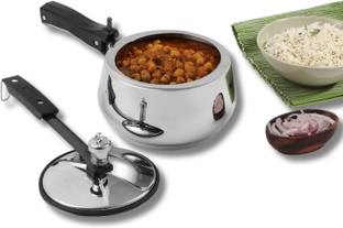 VINOD 18/8 Stainless Steel Sandwich Bottom Handi Shape Inner Lid Europa 1.5 L Inner Lid Induction Bottom Pressure Cooker