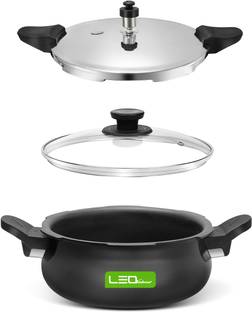 Leo Natura All In One Cook Smart Multipurpose Stainless Steel and Glass Lid 3.5 L इंडक्शन बॉटम प्रेशर कुकर एंड प्रेशर पैन