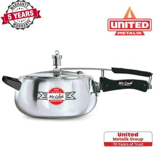 Mr.Cook By United Metalik 5 Litre Stainless Steel Pressure Cooker 5 L Inner Lid Induction Bottom Pressure Cooker