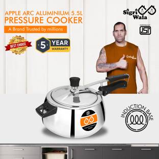 Sigri-wala Apple Arc Aluminium 5.5 L Inner Lid Induction Bottom Pressure Cooker