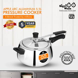 Sigri-wala Apple Arc Aluminium 5.5 L Inner Lid Induction Bottom Pressure Cooker