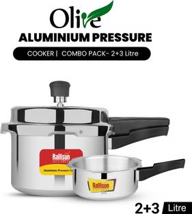Rallison Appliances Olive 2+3L Non IB Cooker Combo 2 L, 3 L Outer Lid Pressure Cooker
