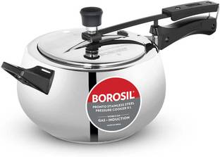 BOROSIL Pronto Stainless Steel 5L Pressure Cooker 5 L Outer Lid Induction Bottom Pressure Cooker