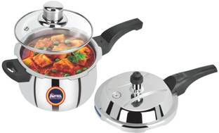 SOFTEL Tri-Ply Stainless Steel Handi 1.5 L Outer Lid Induction Bottom Pressure Cooker