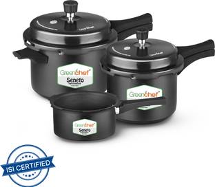 Greenchef Seneto Combo 2 L, 3 L, 5 L Outer Lid Induction Bottom Pressure Cooker & Pressure Pan