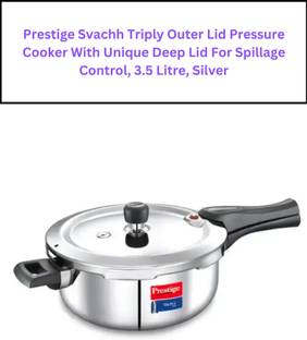 Prestige Svachh Triply Outer Lid, with Unique Deep Lid for Spillage Control 3.5 L Outer Lid Induction Bottom Pressure Cooker