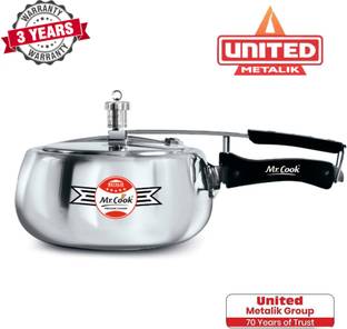 Mr.Cook By United Metalik Stainless Steel Matka Design Litre 3 L Inner Lid Induction Bottom Pressure Cooker