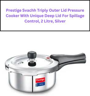 Prestige Svachh Triply Outer Lid , With Unique Deep Lid For Spillage Control 2 L Outer Lid Induction Bottom Pressure Cooker