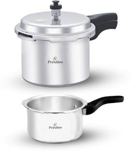 Prestlee Non Induction Base Aluminium 2 Ltr + 3 Ltr Pressure Cooker Combo 2 L, 3 L Outer Lid Pressure Cooker & Pressure Pan