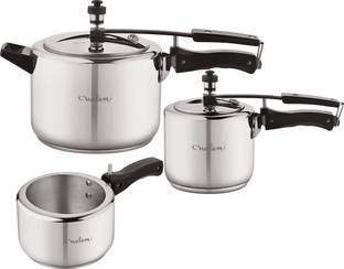 NEELAM Neo Pressure Cooker Combo Set -2 Litres, 3 Litres & 5 Litres, Inner Lid 2 L, 3 L, 5 L Inner Lid Induction Bottom Pressure Cooker