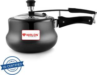 NIRLON Induction Base Hard Anodised Handi Inner Lid Aluminium Pressure Cooker, 5Litre 5 L Inner Lid Induction Bottom Pressure Cooker
