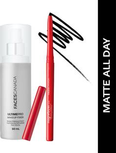 FACES CANADA Magneteyes Kajal (0.35 gm) + Makeup Fixer (50 ml) | Long Lasting Setting Spray