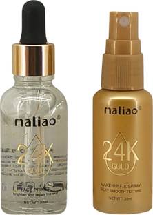 maliao 24K GOLD 2 IN 1 FACE PRIMER & MAKE UP FIXER SET brighten and repair the skin 1 Primer  - 65 ml