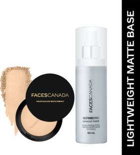 FACES CANADA Weightless Compact Powder (9 gm) + Makeup Fixer (50 ml) | Long Lasting Makeup Primer  - 59 ml