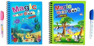 umis creation Reusable Magic Water Coloring Painting Book for Kids Pack of 2 Printing Blocks