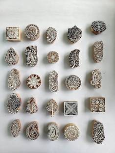 KN BlockWala (Set Of 5 ) Wooden block printing stamps hand carved totally Printing Blocks