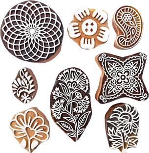 Kraftwala Wooden Printing Blocks DIY Art Craft Stamps for Henna (Mehndi) Printing Blocks