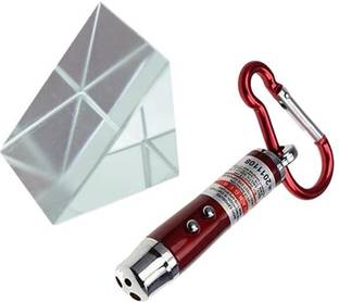 ERHIndia 1 Pc 50 x 50mm Right Angle Glass Prism with Toy Laser for Physics Lab, Science Solid Prism