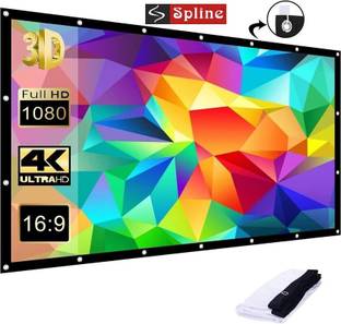 Spline 300 inch 4K 16:9 Portable Eyelet Foldable for Home Anti-Crease Indoor Outdoor Projector Screen (Width 664 cm x 374 cm Height)