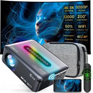 Garuda Store Xnano Android 9.0 Full HD 2/16GB 5G WiFi/BT 5.0 Voice Control & Bluetooth Remote (12000 lm / 1 Speaker / Wireless / Remote Controller) Portable Projector