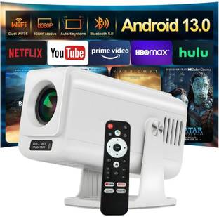 U.S. CROWN 4K Support Native 1080 Android 13 WiFi 6/BT 5.0 Auto Focus Projector (12500 lm / 1 Speaker / Wireless / Remote Controller) Portable Projector