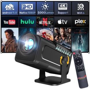 Projevox HY320 Mini 4K Support 1GB/8GB 180° Rotation full HD Android 11/WiFi/Autokeystone (5000 lm / 1 Speaker / Wireless / Remote Controller) Portable Projector